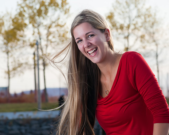 portrait of a beautiful fun-filled lady on Lake superior, marina park thunder bay