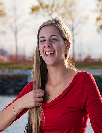 portrait of a beautiful fun-filled lady on Lake superior, marina park thunder bay