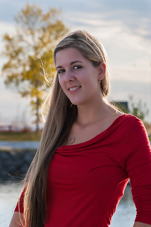 portrait of a beautiful fun-filled lady on Lake superior, marina park thunder bay