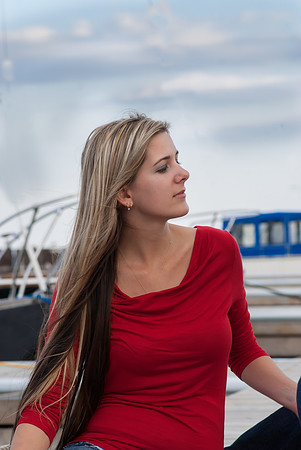 portrait of a beautiful fun-filled lady on Lake superior, marina park thunder bay